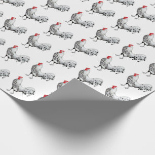 Papier Cadeau L'argent a orné le papier d'emballage de coq de