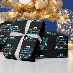 Papier Cadeau L'argent peut acheter des chevaux bleu