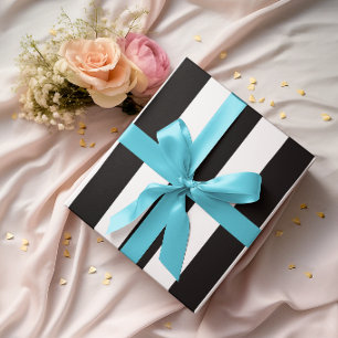 Papier Cadeau Larges Rayures Verticales Noires et Blanches