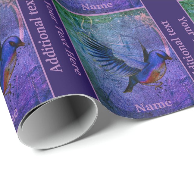 Papier Cadeau L'art animal Bluebird personnalisé (Coin rond)