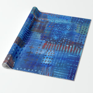 Papier Cadeau L'art bleu Indigo Sashiko Boro