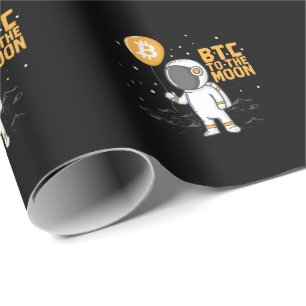Papier Cadeau L'astronaute de Kryptowährung Bitcoin BTC à la Lun