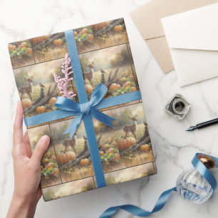 Papier Cadeau L'automne est tombé dans un patch Citrouille