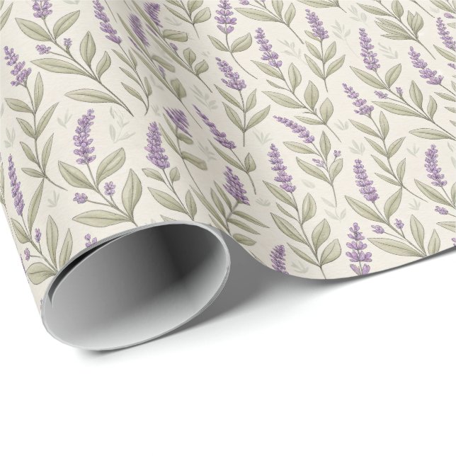 Papier Cadeau Lavande Chic Imprimer Papier Enveloppé Rouleau (Coin rond)