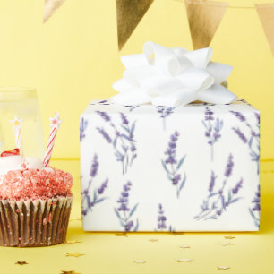 Papier Cadeau Lavande D'Aquarelle En Blanc
