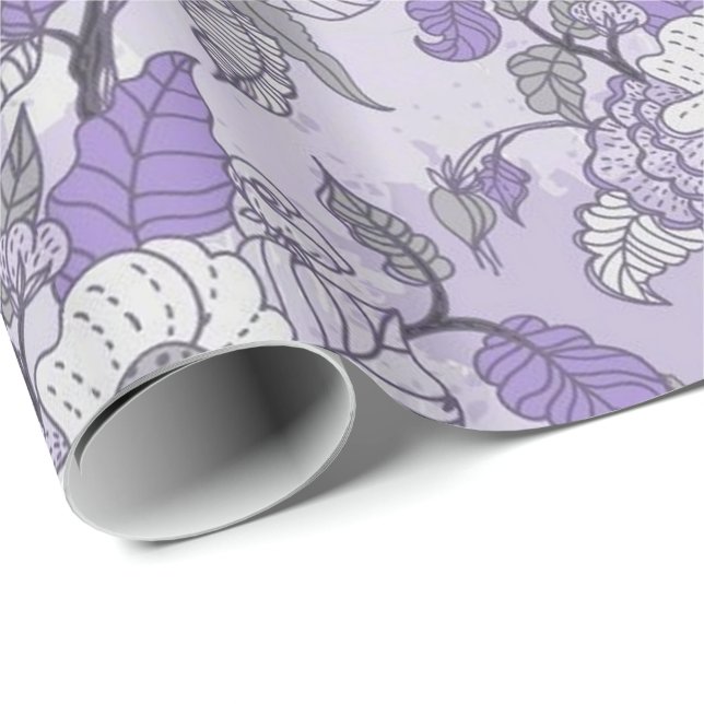 Papier Cadeau Lavande élégante et papier d'emballage floral (Coin rond)