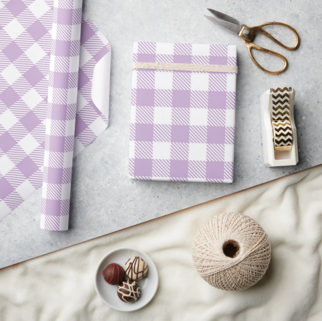 Papier Cadeau Lavande En vichy rétro Vintage violet Plaid  (Artisanat)