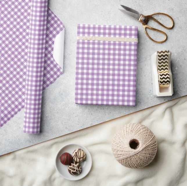 Papier Cadeau Lavande et En vichy blanc (Artisanat)