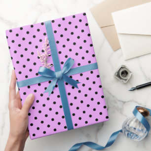 Papier Cadeau Lavande et pois noirs