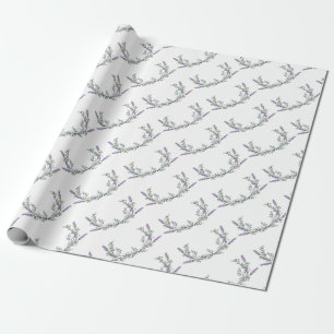 Papier Cadeau Lavande Eucalyptus violet vert fleuri botanique