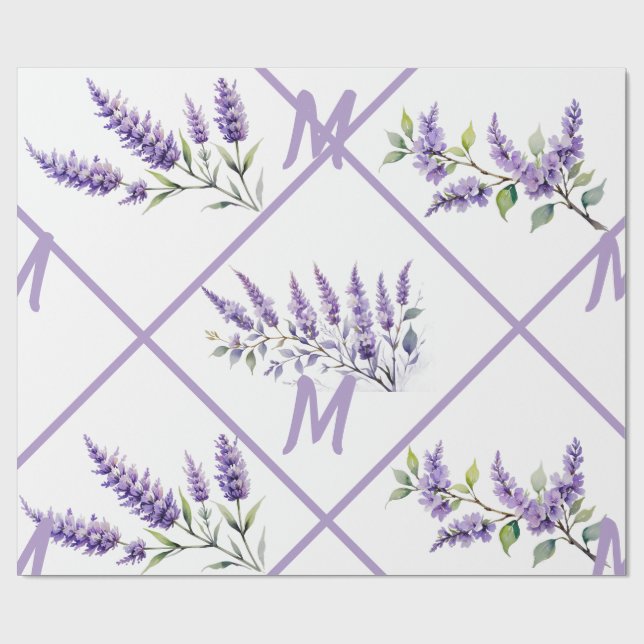 Papier Cadeau Lavande florale (Plat)