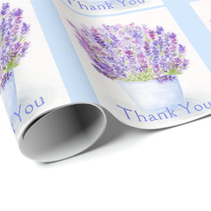 Papier Cadeau Lavande florale à l'aquarelle perdue peinte à la m