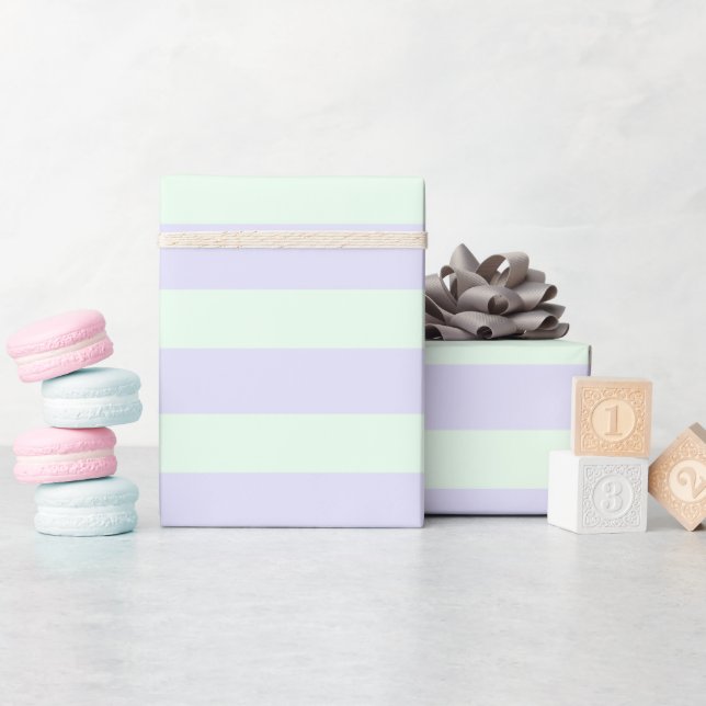 Papier Cadeau Lavande mignonne et Grandes vertes à la menthe (Baby Shower)