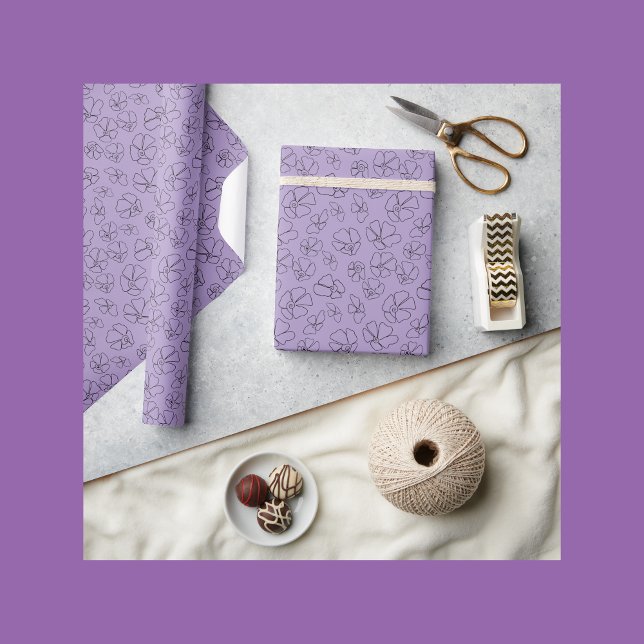 Papier Cadeau Lavande motif de fleurs (Créateur téléchargé)