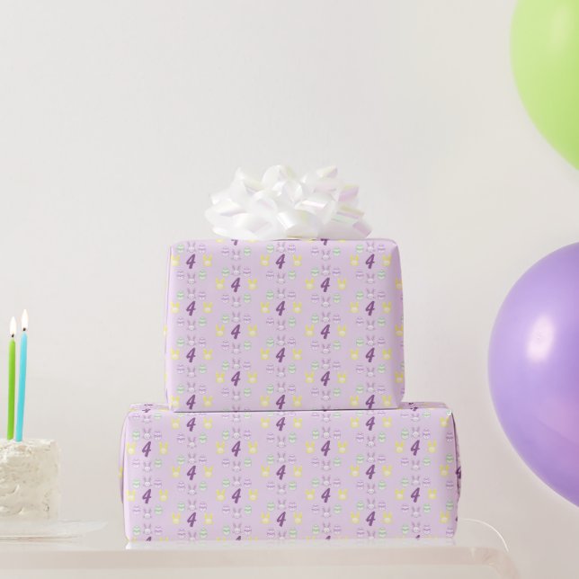 Papier Cadeau Lavande Pâques 4e anniversaire (Cadeaux de fête)