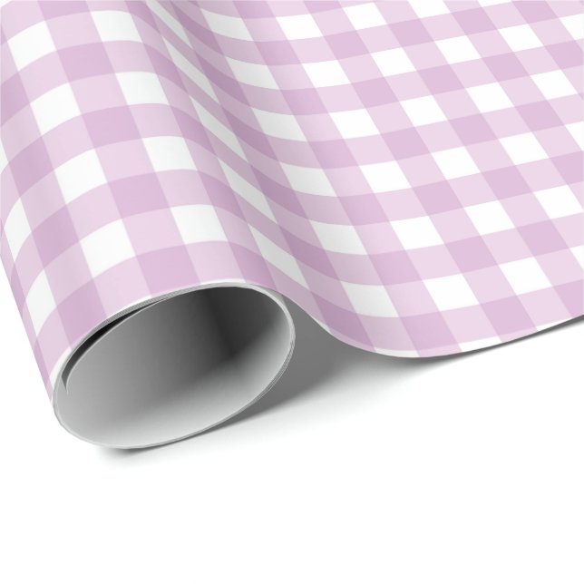 Papier Cadeau Lavande Purple Simple Plaid (Coin rond)