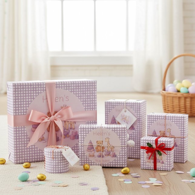 Papier Cadeau Lavender Gingham Wrapping Paper (Créateur téléchargé)