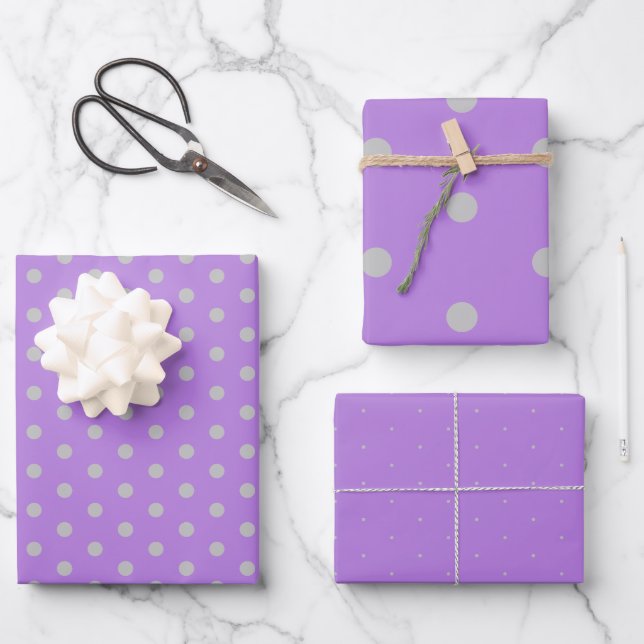 Papier cadeau Lavender Grey Polka Dot (Recto)