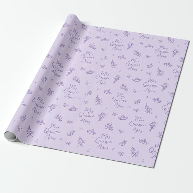 Papier Cadeau Lavender Mis Quince Años Quinceanera (Déroulé)