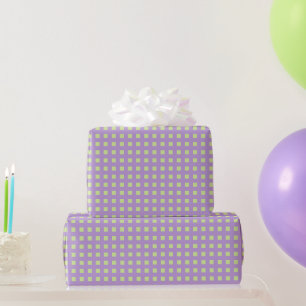 Papier Cadeau Lavender Purple et Lime Green Check Motif