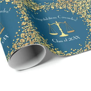 Papier Cadeau Lawyer Law School bleu Gold Graduation Party