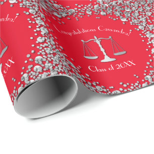 Papier Cadeau Lawyer Law School Graduation Party Silver Red
