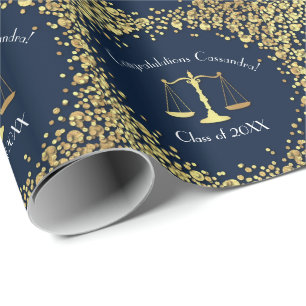 Papier Cadeau Lawyer Law School Marine bleu Gold Graduation Part