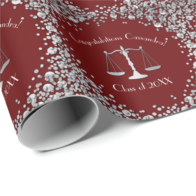 Papier Cadeau Lawyer Law School Maroon Silver Graduation Party (Coin rond)