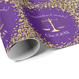 Papier Cadeau Lawyer Law School Purple Gold Graduation Party