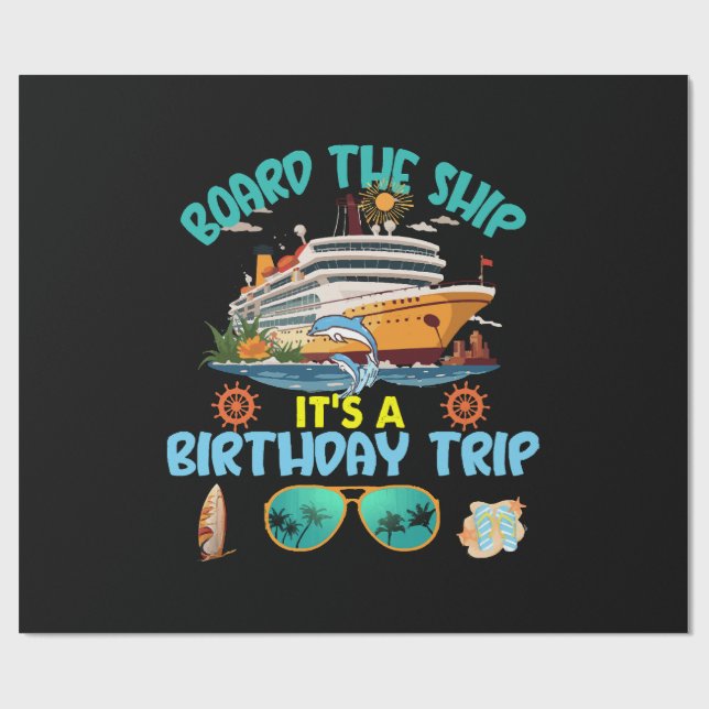 Papier Cadeau Le bateau C'est un voyage d'anniversaire (Plat)