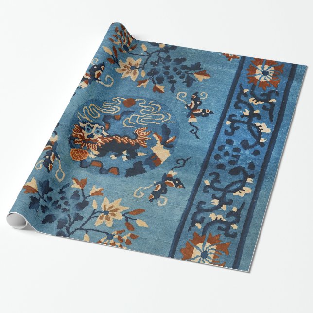 Papier Cadeau Le bleu profond chinois aïnou  (Déroulé)