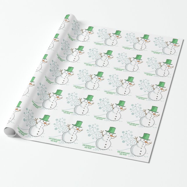 Papier Cadeau Le bonhomme de neige drôle pète des flocons de (Déroulé)