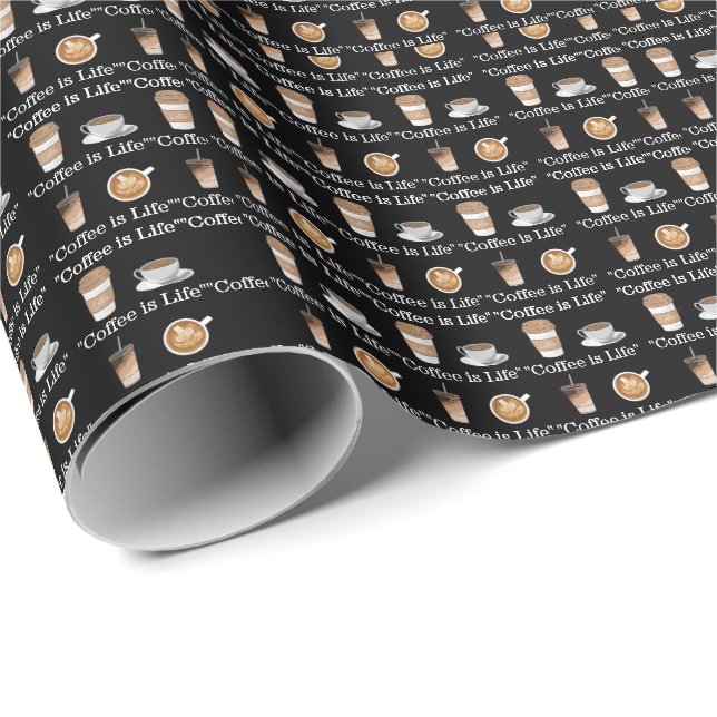 Papier Cadeau "Le café c'est la vie" (Coin rond)