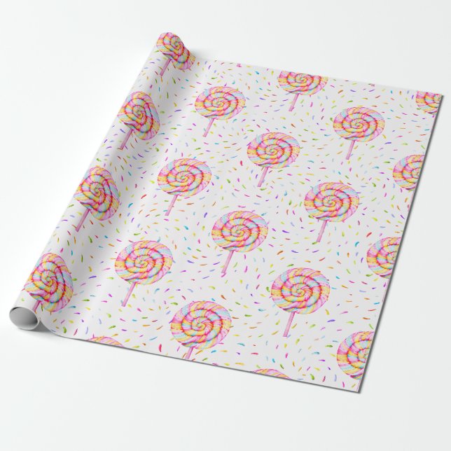 Papier Cadeau Le caramel sucré Lollipop dépose le Motif (Déroulé)