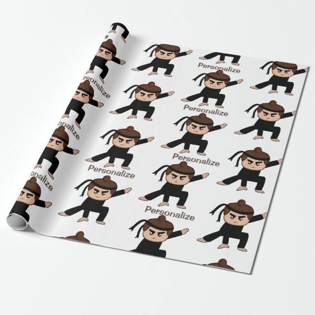 Papier Cadeau Le caricaturiste de Cute Little Ninja Guy personna (Déroulé)