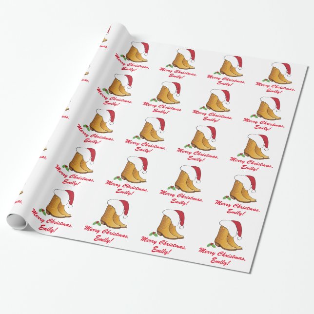 Papier Cadeau Le casquette de cow-girl de pays initialise Noël (Déroulé)