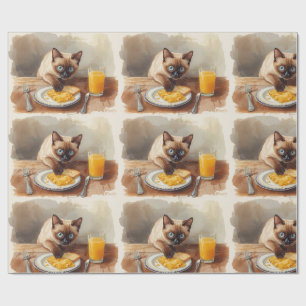 Papier Cadeau Le chat mange son petit-déjeuner