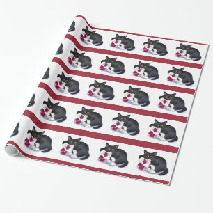 Papier Cadeau Le chaton de smoking a le jouet de cataire de