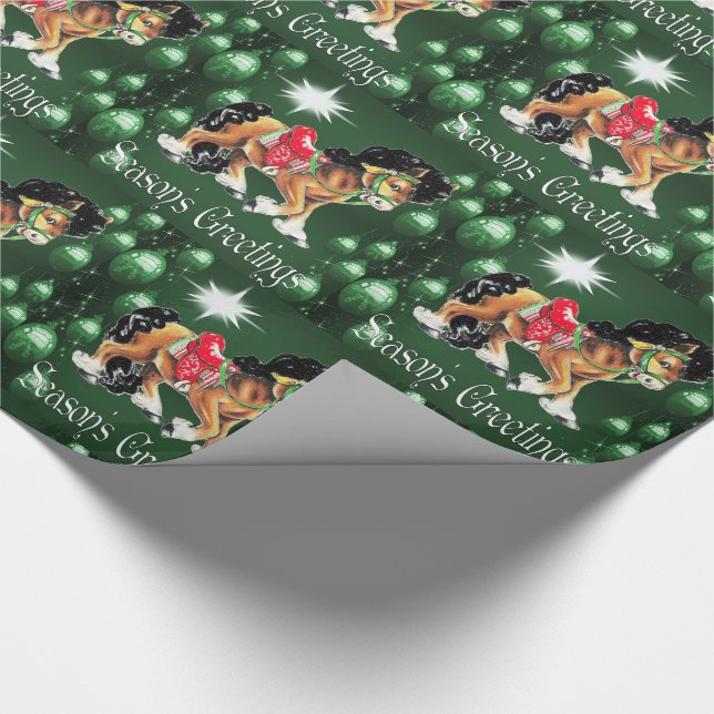 Papier Cadeau Le cheval avec le vert ornemente Greetin de la (Coin)