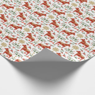 Papier Cadeau Le Cheval de Noël blanc