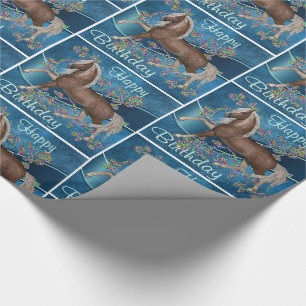 Papier Cadeau Le cheval sur le bleu avec la copie de parties