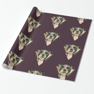 Papier Cadeau Le "chiot observe" l'aquarelle de chien de pitbull
