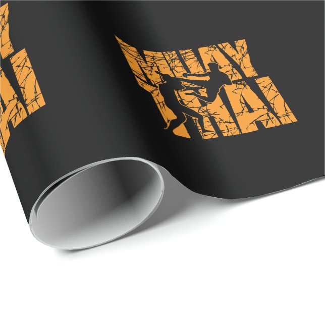 Papier Cadeau Le Combat de Muay Thai (Coin rond)