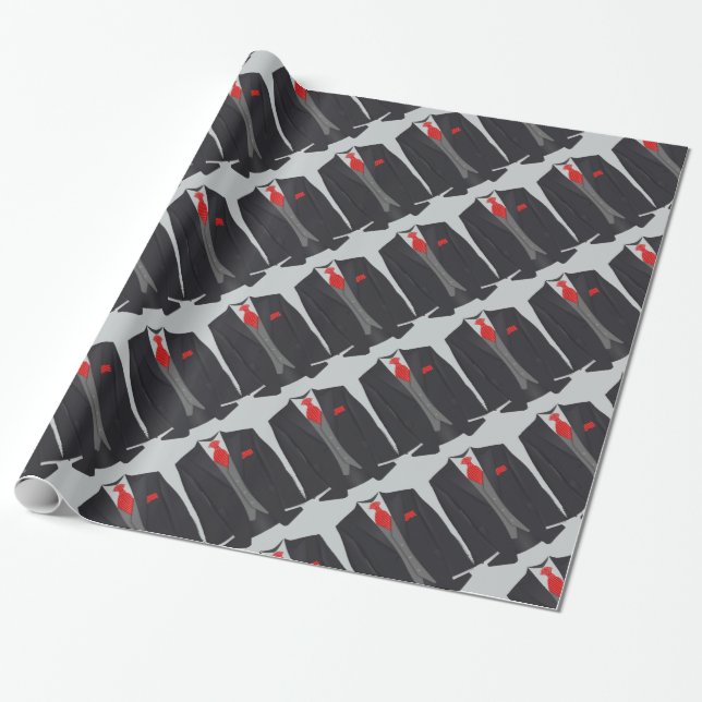 Papier Cadeau Le costume noir des hommes et le papier (Déroulé)