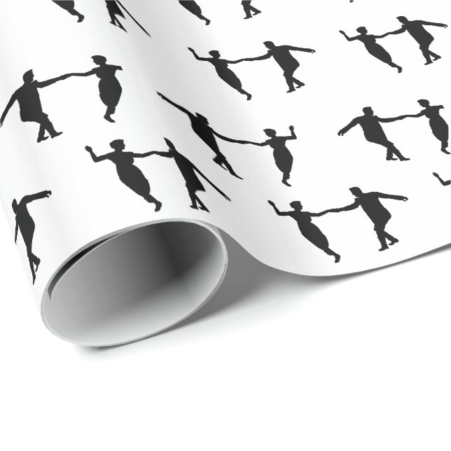 Papier Cadeau Le couple de danse d'oscillation silhouette le (Coin rond)