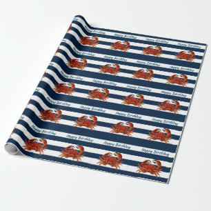 Papier Cadeau Le crabe rouge côtier en bandes marines