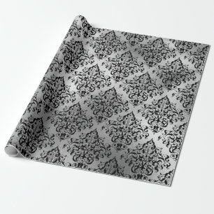 Papier Cadeau Le Damas noir et l'argent