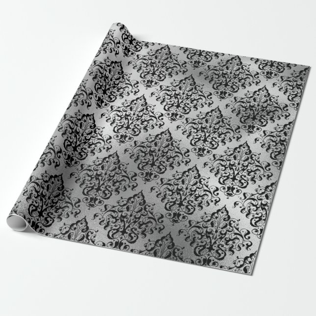 Papier Cadeau Le Damas noir et l'argent (Déroulé)