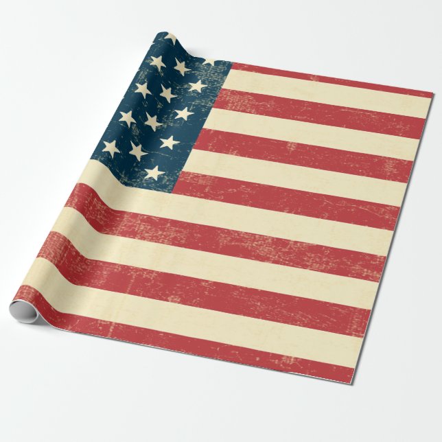 Papier Cadeau Le drapeau américain âgé s'est fané (Déroulé)