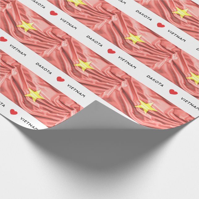 Papier Cadeau Le drapeau du coeur traditionnel du Vietnam (Coin)